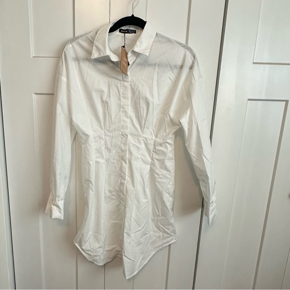 SHEIN Classic White Mini Shirt Dress - Medium